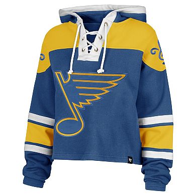 Women's '47 Blue St. Louis Blues Cropped Lacer Hoodie