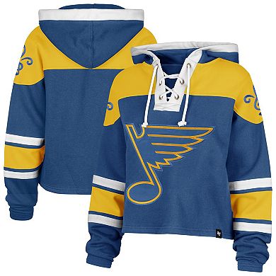Women's '47 Blue St. Louis Blues Cropped Lacer Hoodie