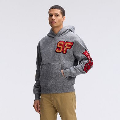 Fanatics Athletic Heather Gray San Francisco 49ers IconicFleece Letterman Hoodie