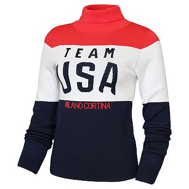 Women's Outerstuff White Team USA High Neck Sweater Milano Cortina 2026 Winter Olympics