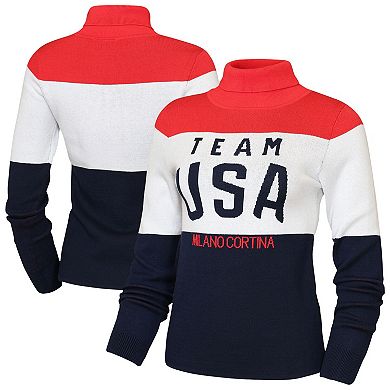 Women's Outerstuff White Team USA High Neck Sweater Milano Cortina 2026 Winter Olympics