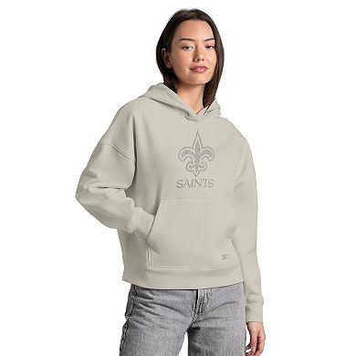 Women's Starter Khaki New Orleans Saints Rhinestone Relaxed Hoodie