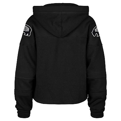 Women's '47 Black Boston Bruins Cropped Lacer Hoodie