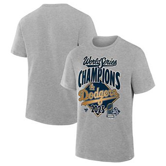 Men's Fanatics Heather Gray Los Angeles Dodgers 2025 World Series Champions Locker Room Replica T-Shirt
