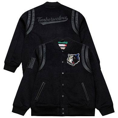 Men's Mitchell & Ness Black Minnesota Timberwolves Hardwood Classics Nights Walk the Tunnel Full-Snap Varsity Jacket