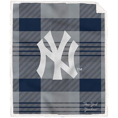 Pegasus New York Yankees Pegasus 60" x 70" Plaid Steel Royal Plush Sherpa Blanket