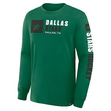 Men's Fanatics Kelly Green Dallas Stars Goal Crease Legacy Long Sleeve T-Shirt
