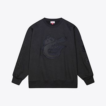 Men's Mitchell & Ness Black Baltimore Orioles Phantom Fleece Crewneck Sweatshirt