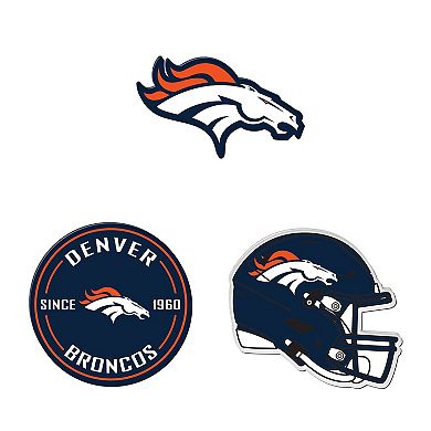 WinCraft Denver Broncos 3-Pack Premium Fridge Magnet Set