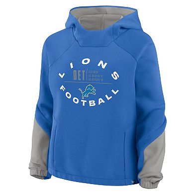 Women's Fanatics Blue Detroit Lions Oversized Redzone Bubble Screen Pullover Hoodie