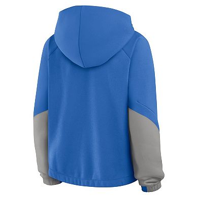 Women's Fanatics Blue Detroit Lions Oversized Redzone Bubble Screen Pullover Hoodie