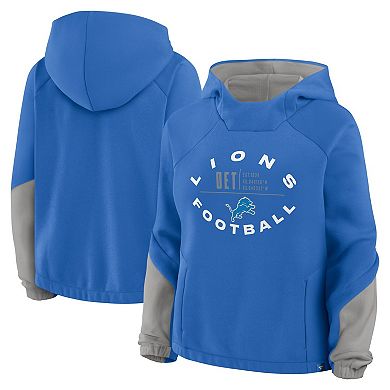 Women's Fanatics Blue Detroit Lions Oversized Redzone Bubble Screen Pullover Hoodie