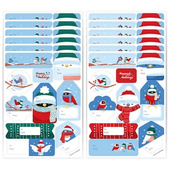Big Dot of Happiness Winter Birds Gift Tag To and From Stickers - 12 Sheets - 120 Stickers