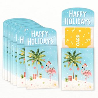 Big Dot of Happiness Beach Christmas Gift Card Holders with Envelopes Tropical Nifty Gifty Pack 8 ct