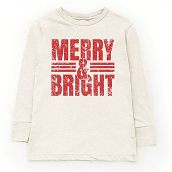 Merry & Bright Distressed - Youth Long Sleeve Graphic T-Shirt