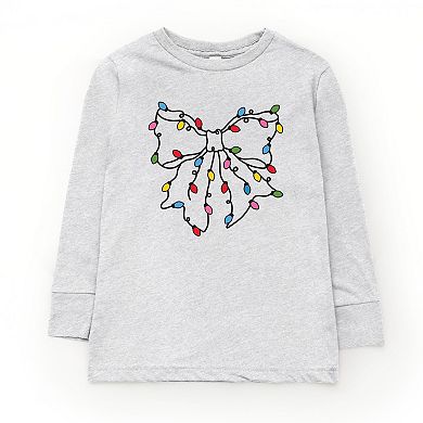 Christmas Light Bow Coquette - Youth Long Sleeve Graphic T-Shirt