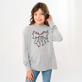 Christmas Light Bow Coquette - Youth Long Sleeve Graphic T-Shirt