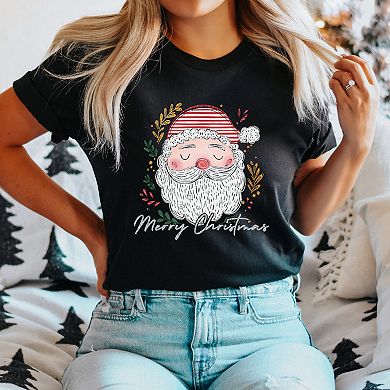 Merry Christmas Santa Stripes - Women's Short Sleeve Graphic T-Shirt
