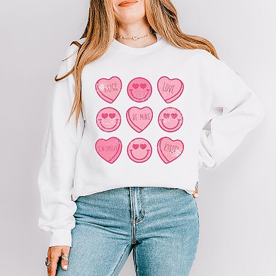 S.W.Smiley Sweethearts Chart Distressed - Women's Graphic Sweatshirt