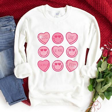 S.W.Smiley Sweethearts Chart Distressed - Women's Graphic Sweatshirt