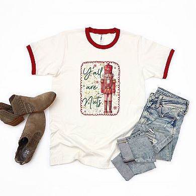 Y'all Are Nuts Nutcracker - Women's Ringer Graphic T-Shirt