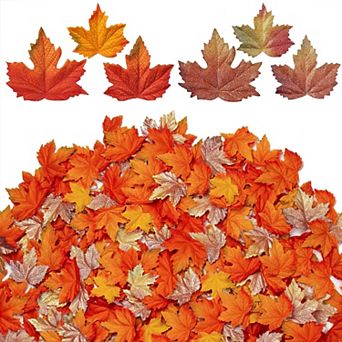 120 pc Fake Fall Maple Leaves Assorted Color Silk Artificial Autumn Leaf Thanksgiving, Halloween