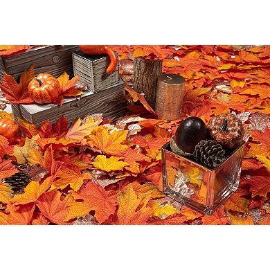 120 Pcs Fake Fall Maple Leaves Assorted Color Silk Artificial Autumn Leaf Thanksgiving, Halloween