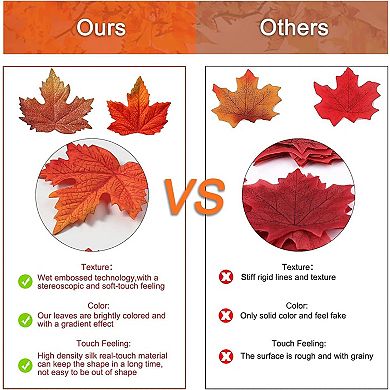 120 Pcs Fake Fall Maple Leaves Assorted Color Silk Artificial Autumn Leaf Thanksgiving, Halloween