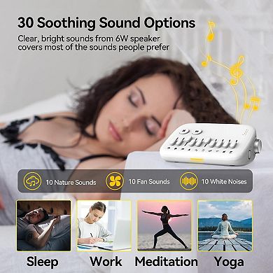 White Noise Sound Machine Sleep Slider Rail Button Rechargeable Adjustable Volume Sounds Timers