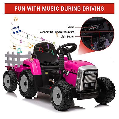 12V Kids Ride On Tractor with Trailer & Remote Control