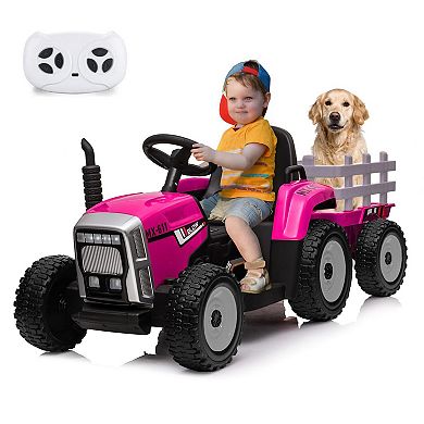 12V Kids Ride On Tractor with Trailer & Remote Control