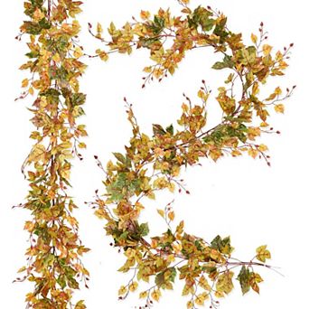 2 Pack Fall Maple Leaf Garland Clearance - 6.5ft/Piece Artificial Fall Foliage Garland Autumn