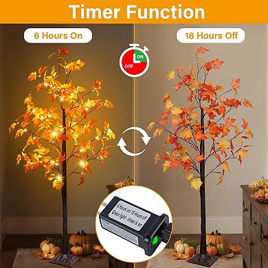 5 FT Fall Decorations Home, Lighted Fall Maple Tree LED Lights - Artificial Autumn Trees