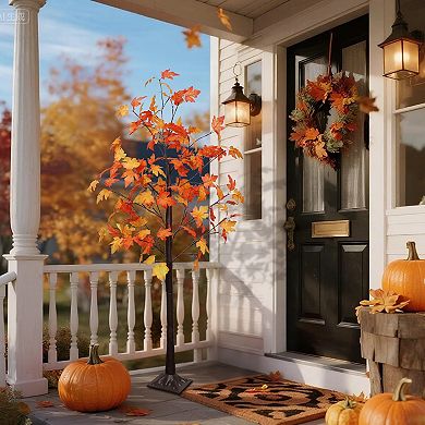 5 FT Fall Decorations Home, Lighted Fall Maple Tree LED Lights - Artificial Autumn Trees