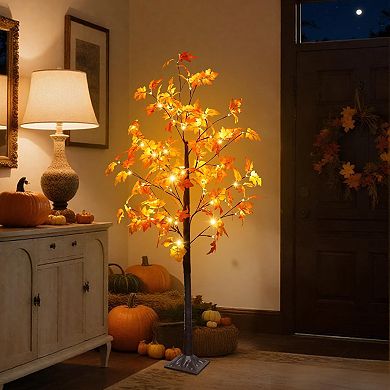 5 FT Fall Decorations Home, Lighted Fall Maple Tree LED Lights - Artificial Autumn Trees