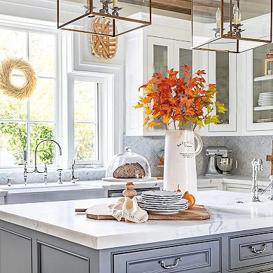 4Pcs Artificial Maple Leaves Branches 21.6in Fake Fall Leaves Stems Plants Outdoor Greenery Home