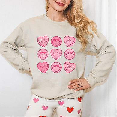 S.W.Smiley Sweethearts Chart Distressed - Women's Graphic Sweatshirt