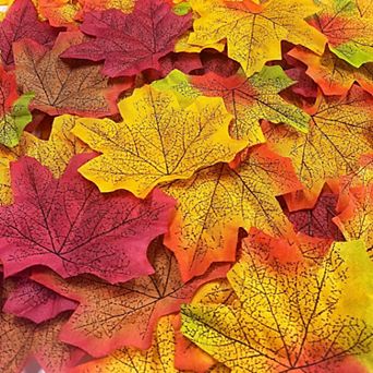 300 pc Artificial Maple Leaves, Faux Fall Leaves Autumn Decorations, Halloween, Thanksgiving, Table
