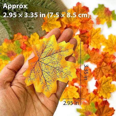 300Pcs Artificial Maple Leaves, Faux Fall Leaves Autumn Decorations, Halloween, Thanksgiving, Table