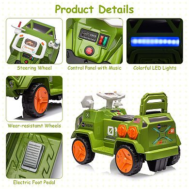 Kids Ride On ATV, Toddler Electric Ride On Car with Rocket Sound, Music, Easy-Control Training Toy