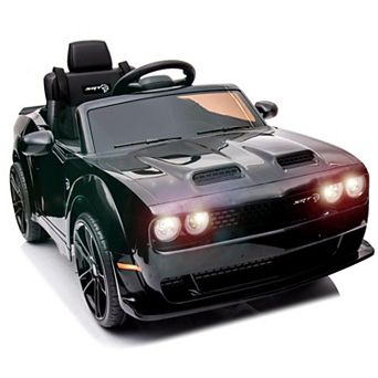 Licensed Dodge Challenger 12V Kids Ride-On Car, Electric Vehicle with Remote Control, LED Headlights