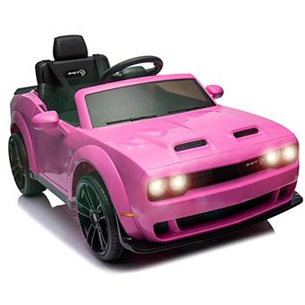 Licensed Dodge Challenger 12V Kids Ride-On Car, Electric Vehicle with Remote Control, LED Headlights