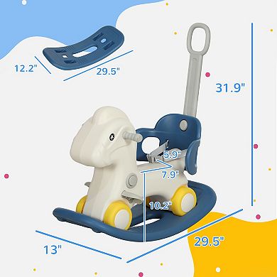 Qaba 4-in-1 Rocking Horse with Detachable Balance Board for 1-3 Years