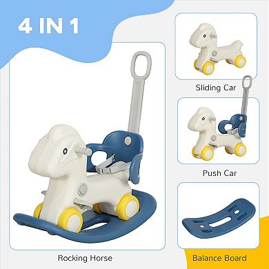 Qaba 4-in-1 Rocking Horse with Detachable Balance Board for 1-3 Years