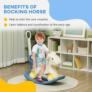 Qaba 4-in-1 Rocking Horse with Detachable Balance Board for 1-3 Years