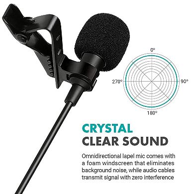 Movo DOM1 Lavalier Omnidirectional Condenser Microphone for DJI Osmo Handheld 4K Camera