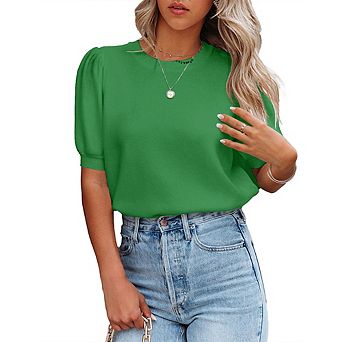 Womens Sweater Tops Crewneck Sweater Basic Knit Pullover Lightweight Casual Sweaters Blouse