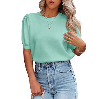 Womens Sweater Tops Crewneck Sweater Basic Knit Pullover Lightweight Casual Sweaters Blouse