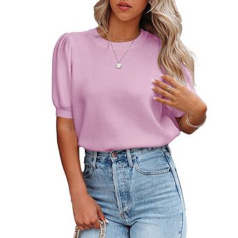 Womens Sweater Tops Crewneck Sweater Basic Knit Pullover Lightweight Casual Sweaters Blouse