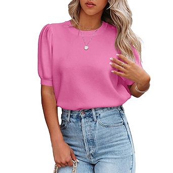 Womens Sweater Tops Crewneck Sweater Basic Knit Pullover Lightweight Casual Sweaters Blouse